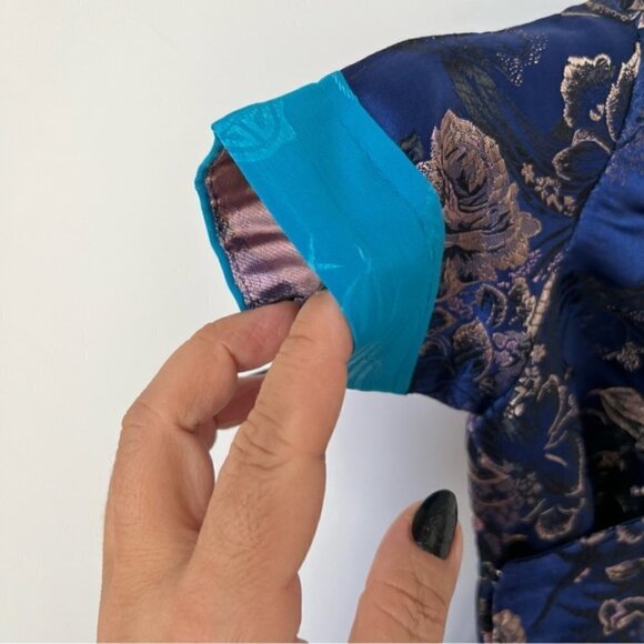 🩷 Kids, Tibetan Traditional Brocade Chupa Dress Losar - Blue. NWOT - Picture 5 of 12